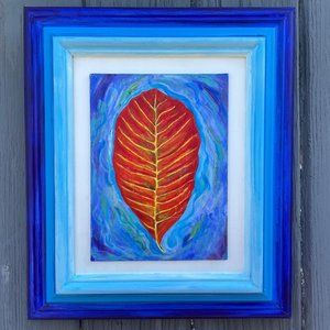 Framed Botanical Art - Original Painting - Ficus Leaf artwork